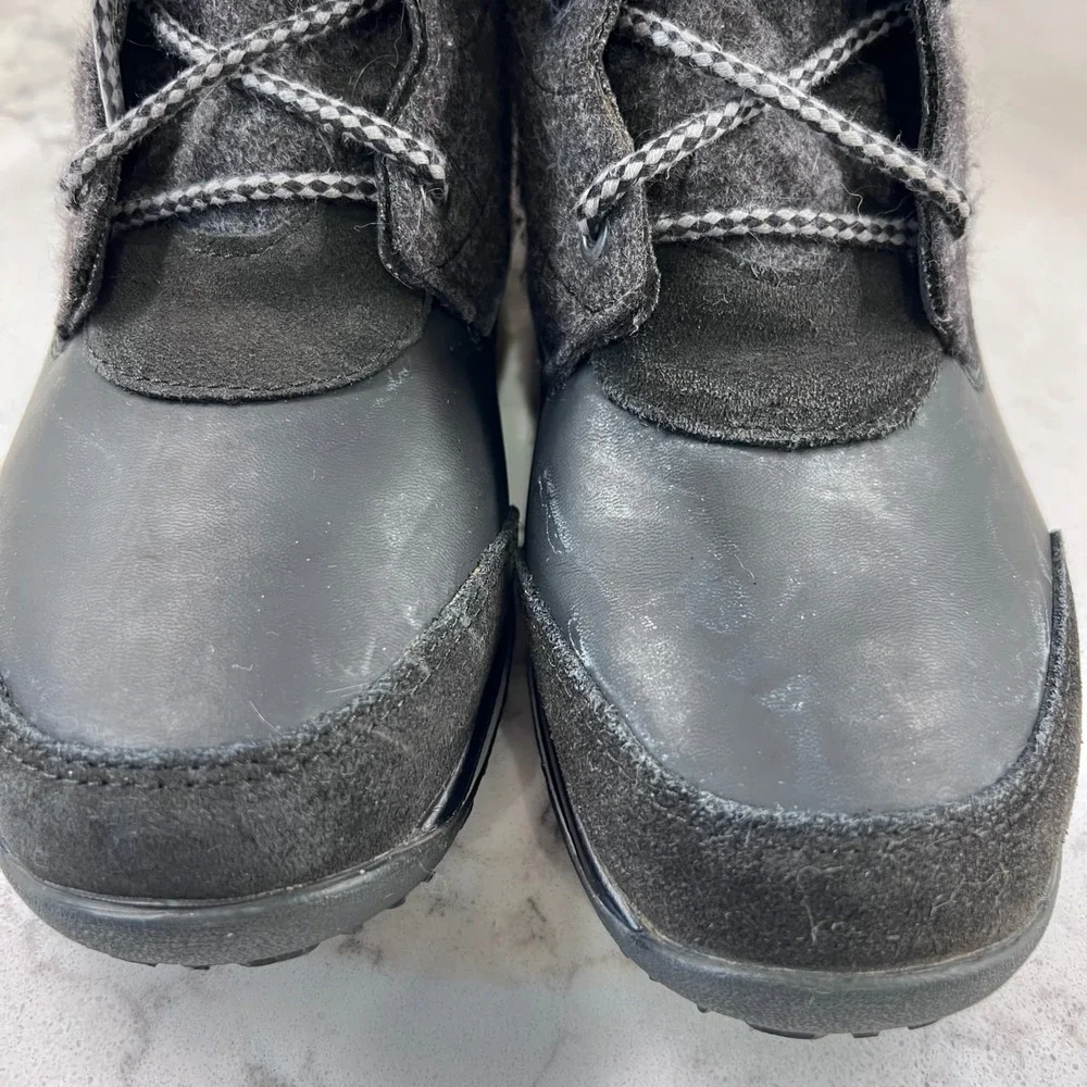 Salomon Hime Winter Boots Womens 8 Grey Black Felt Knit Cuff 361707